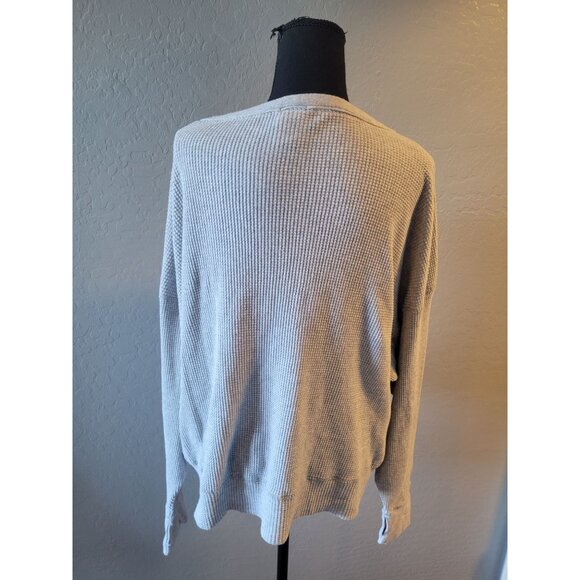 Offline by Aerie Gray V-Neck Waffle Knit Size L Oversized Y2K 90s Casual Boho - Picture 6 of 10